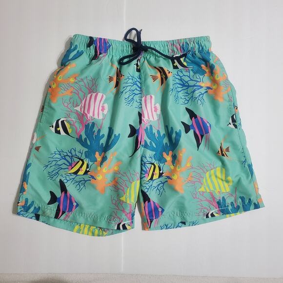 US Surf Club Mint Green Colorful Fish Swim Trunks with Liner Men's Size Large - Picture 6 of 6